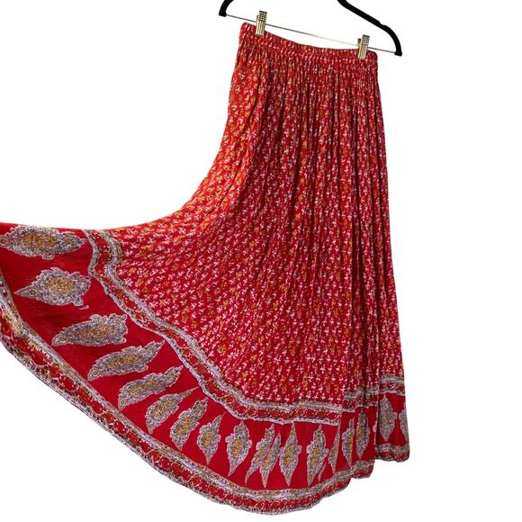 RAGA Skirt Medium Anthropologie Love Child Rust Maxi Elastic Waist Boho Romantic - Picture 4 of 14